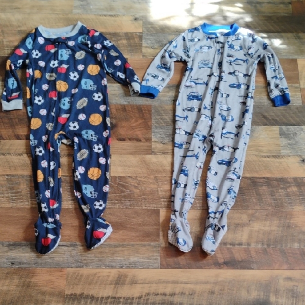 Carter's Blue and Gray Sports and Cars Footies
